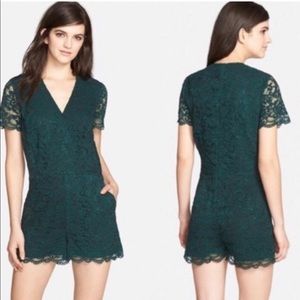 Chelsea28 Botanical Emerald Green Lace Romper size 00 Nordstrom
